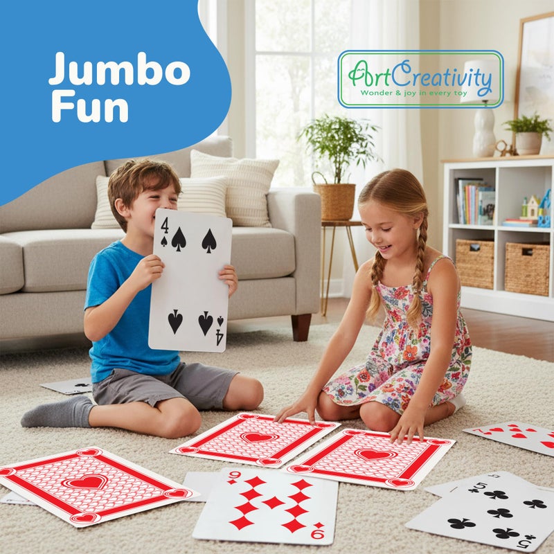Gamie Giant Poker Jumbo Playing Cards - 10.5 Inches X 14.5 Inches - Extra Large Playing Cards Set with 2 Jokers - Huge Casino Game Cards for Kids and Adults - Oversize Poker Party Decorations - 1 Pack - Image 3